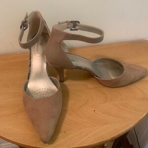 Worthington Women Suede Heels Ankle Strap w/ Faux Snakeskin Shoes Sz 9M Easter